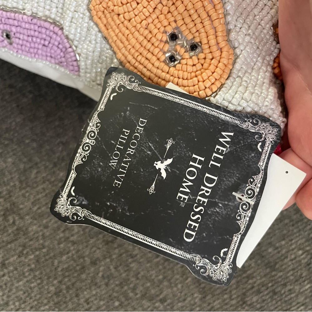 Well Dressed Home Beaded Ghost Pillow Multi Color Tiktok Homegoods Halloween NWT - Picture 7 of 7